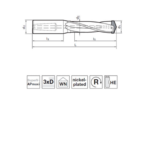 Indexable Drills 3xD, 76000 Dimensions